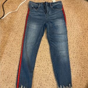 Abercrombie & Fitch Blue Jeans with Red Stripe ⚡️